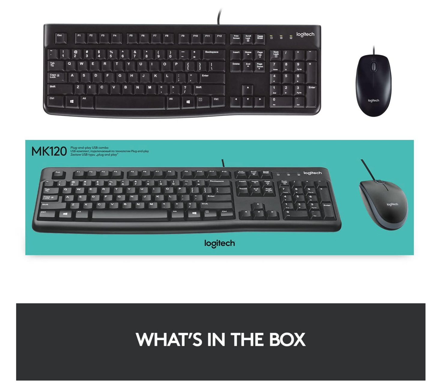 LOGITECH MK120 CORDED KEYBOARD AND MOUSE COMBO