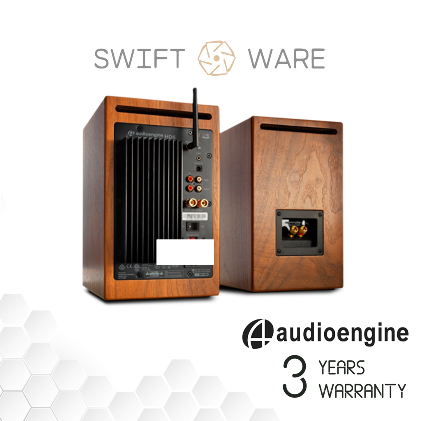 Audioengine HD6 Home Music System Bluetooth Bookshelf Speakers (Walnut)