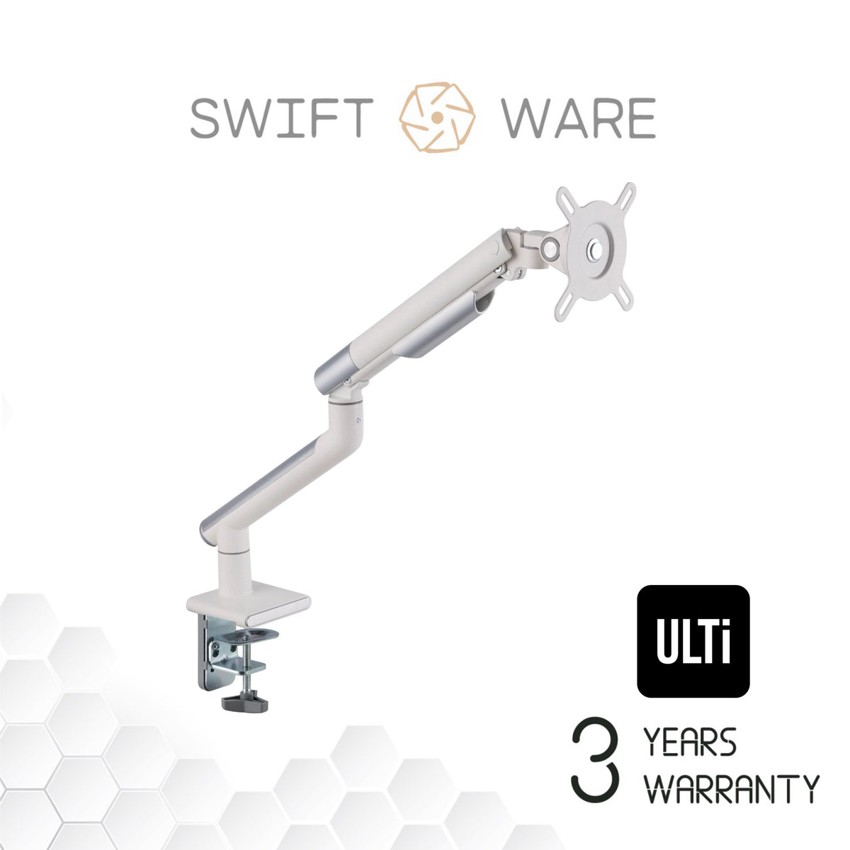 ULTi T24 Flex Premium Monitor Single Arm, Height Adjustable Mechanical Spring Monitor Desk Mount Stand, VESA Mount