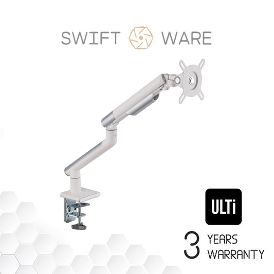 ULTi T24 Flex Premium Monitor Single Arm, Height Adjustable Mechanical Spring Monitor Desk Mount Stand, VESA Mount